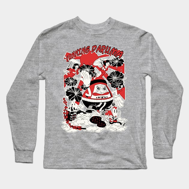 Daruma-Running Long Sleeve T-Shirt by TomiAx